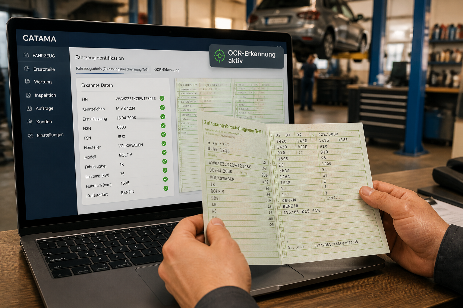 OCR-Scanner für Fahrzeugscheine in CATAMA
